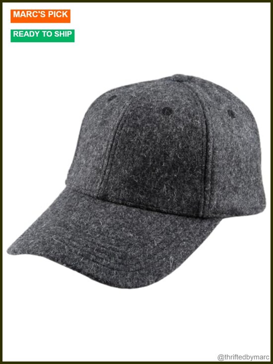 6 Panel Wool Blend Baseball Cap Adjustable Winter Dad Hat Unisex main image 3